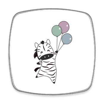 Zebra flies with balloons upwards cute animals - Square fridge magnet - white - Front