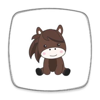 Horse sweet pony horses rider children - Square fridge magnet - white - Front