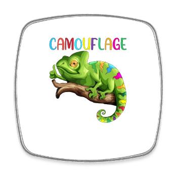 Caméléon Reptiles Iguane Chélard Camouflage - Magnet carré - blanc - Devant