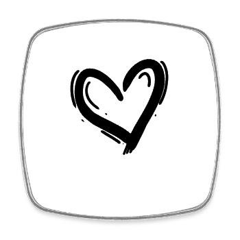 Coeur Noir - Magnet carré - blanc - Devant