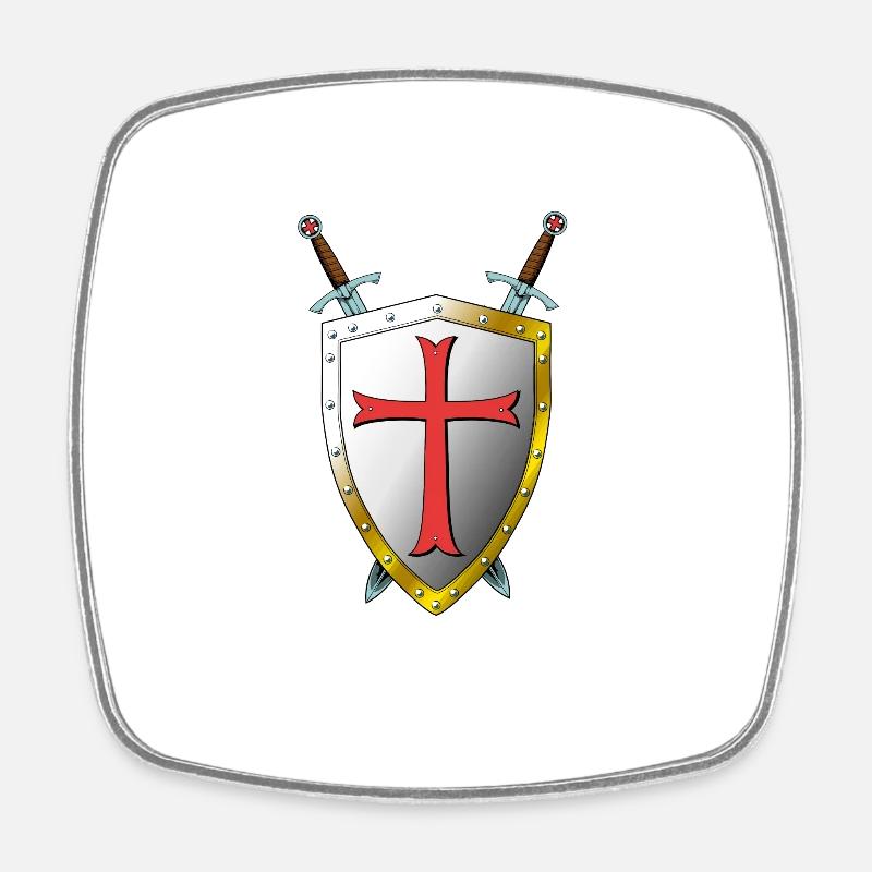 Templer Bouclier et Épées - Templiers - Magnet carré - blanc