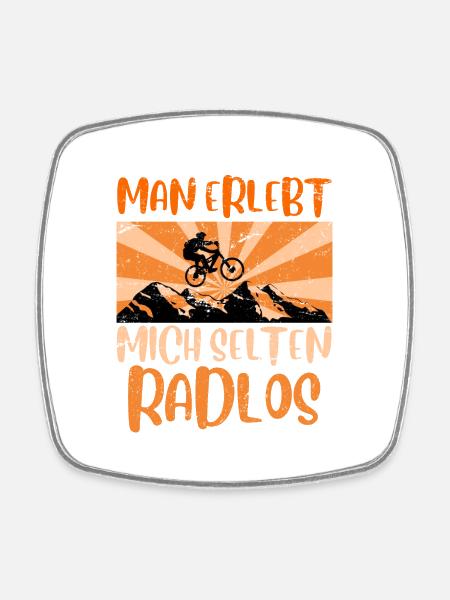 Mountainbike Geschenk MTB Spruch selten radlos - Viereckiger Kühlschrankmagnet - Weiß