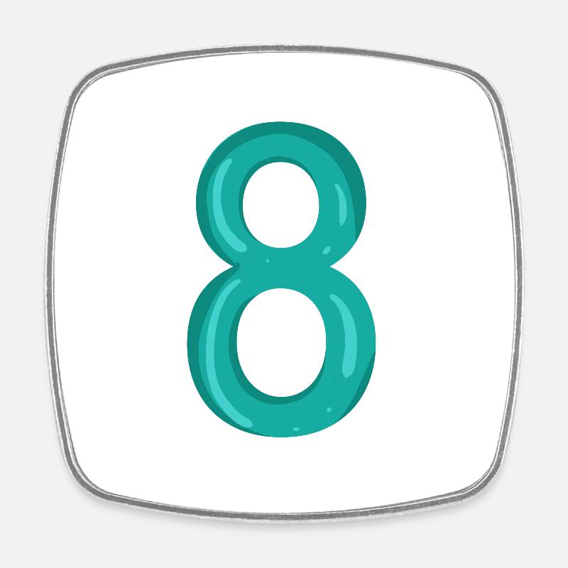 Number 8 - Number 8 - Square fridge magnet - white