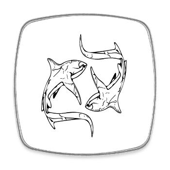 Elegant thresher sharks in a circle - Square fridge magnet - white - Front