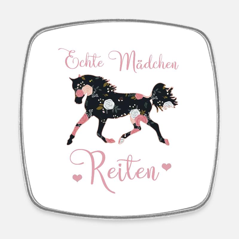 Echte Mädchen Reiten Pferde Geschenkidee - Viereckiger Kühlschrankmagnet - Weiß