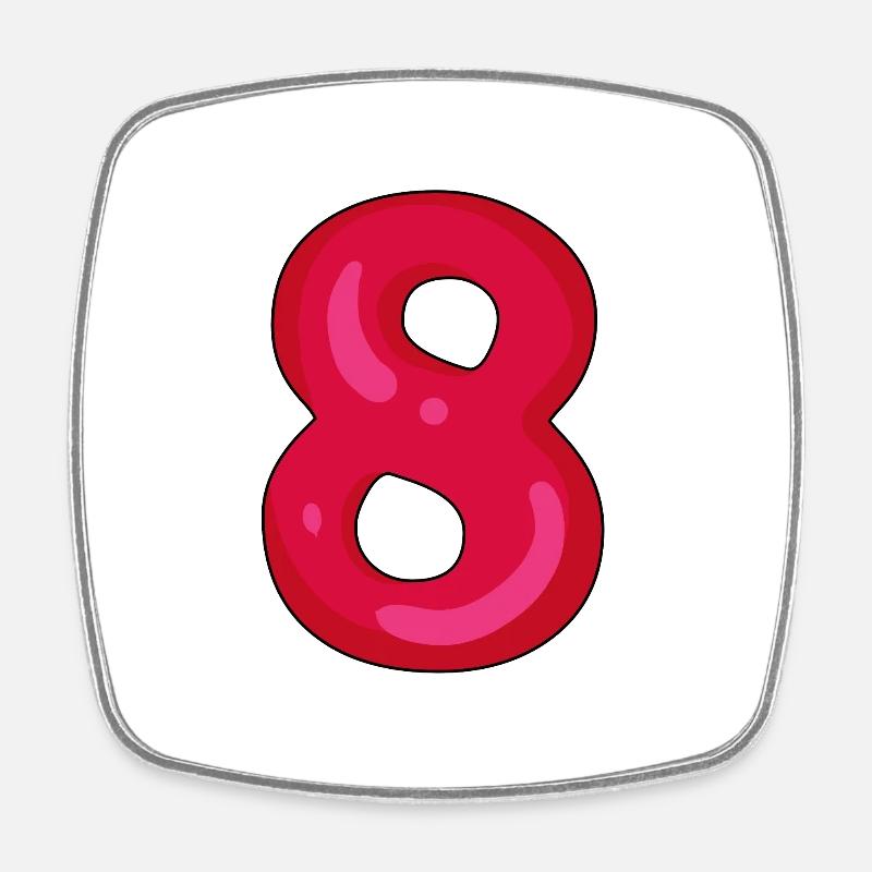 Number 8 - Number 8 - Square fridge magnet - white