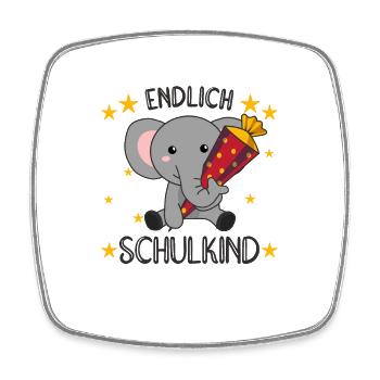 Kindergarten Elefant Schule Kinder Schultüte süß - Viereckiger Kühlschrankmagnet - Weiß - Vorne