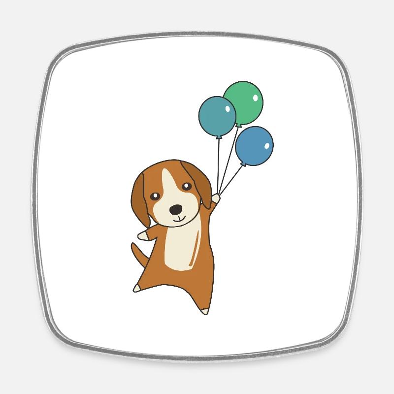 Le chien de Beagle s’envole avec des ballons - Magnet carré - blanc