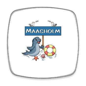 Moin Moin - Gemeinde Maasholm - Viereckiger Kühlschrankmagnet - Weiß - Vorne