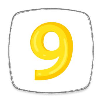 9 yellow - Square fridge magnet - white - Front