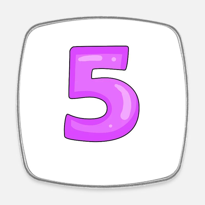 5 violet - Magnet carré - blanc
