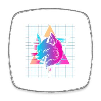 Japan Vaporwave Wolf - Viereckiger Kühlschrankmagnet - Weiß - Vorne