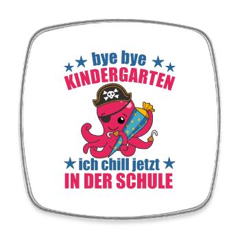 Pirat Oktopus Einschulung Schule Kinder Schultüte - Viereckiger Kühlschrankmagnet - Weiß - Vorne