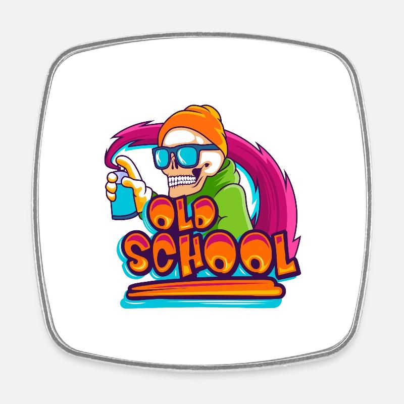 Old School Sprayer Graffiti Skeleton Skull - Square fridge magnet - white