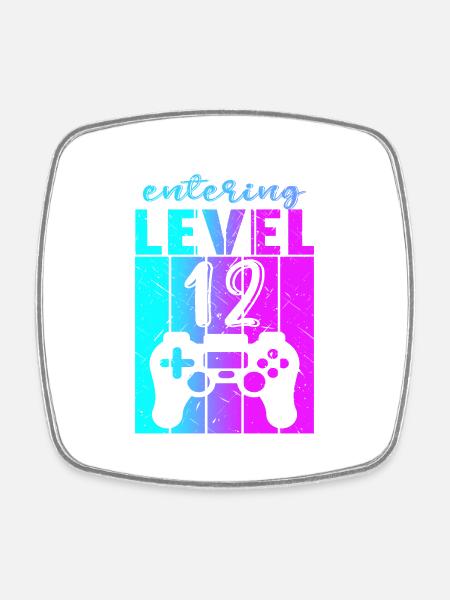Level 12 Gaming Controller 12. Geburtstag - Viereckiger Kühlschrankmagnet - Weiß