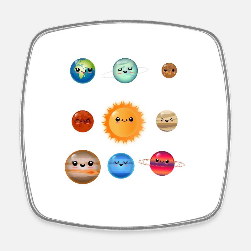 Solar System Planets - Square fridge magnet - white