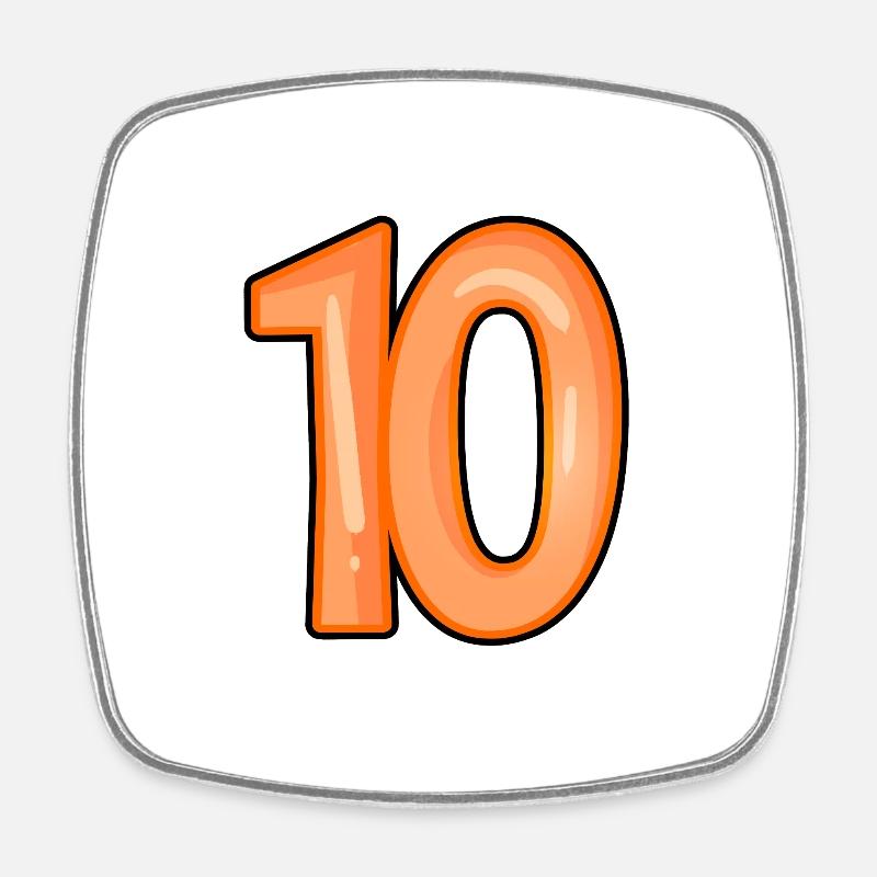 Nummer 10 - Viereckiger Kühlschrankmagnet - Weiß