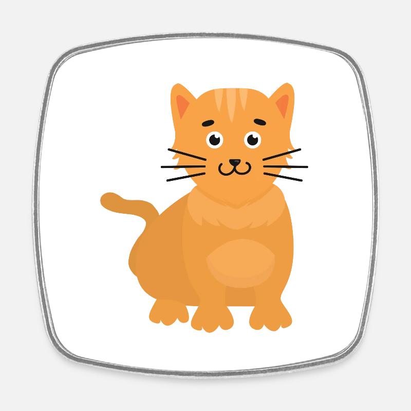 Chat - Magnet carré - blanc