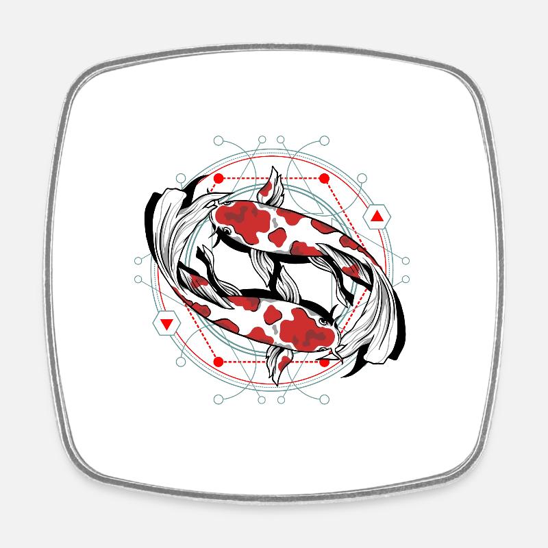 Koi Poisson - Magnet carré - blanc