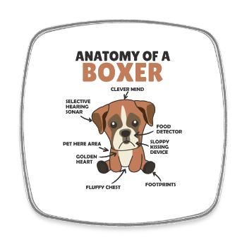 Anatomie d’un boxeur mignon chien chiot - Magnet carré - blanc - Devant