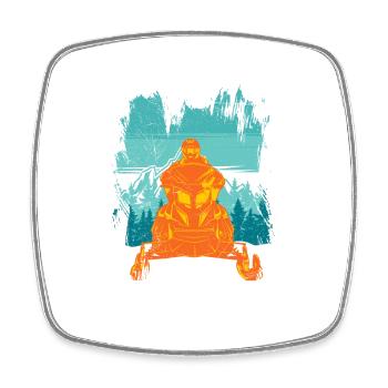 Snowmobile Snowmobile Winter Motorsport - Square fridge magnet - white - Front