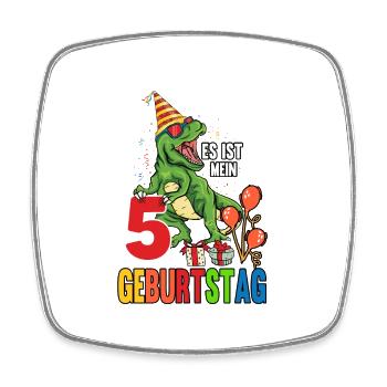 5. Geburtstag Dino Dinosaurier TRex - Viereckiger Kühlschrankmagnet - Weiß - Vorne