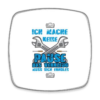 Schraubenschlüssel Spruch Hobby Bastler Schrauber - Viereckiger Kühlschrankmagnet - Weiß - Vorne