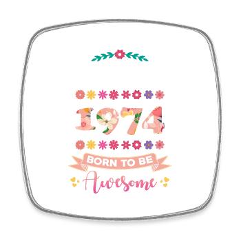 Anniversaire octobre 1974 Cadeau femme - Magnet carré - blanc - Devant