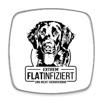 FLATINFIZIERT Flat Coated Retriever Hunde Wilsigns - Viereckiger Kühlschrankmagnet - Weiß - Vorne