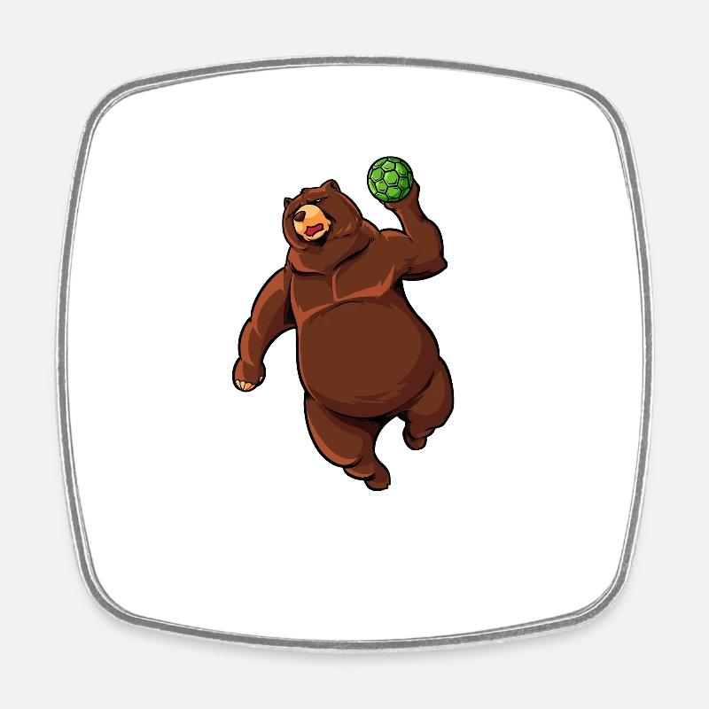 Comic Bear joue au handball - Magnet carré - blanc