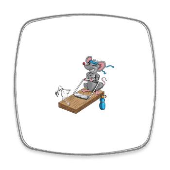 Lustige Maus Training Mausefalle Fitness Workout - Viereckiger Kühlschrankmagnet - Weiß - Vorne