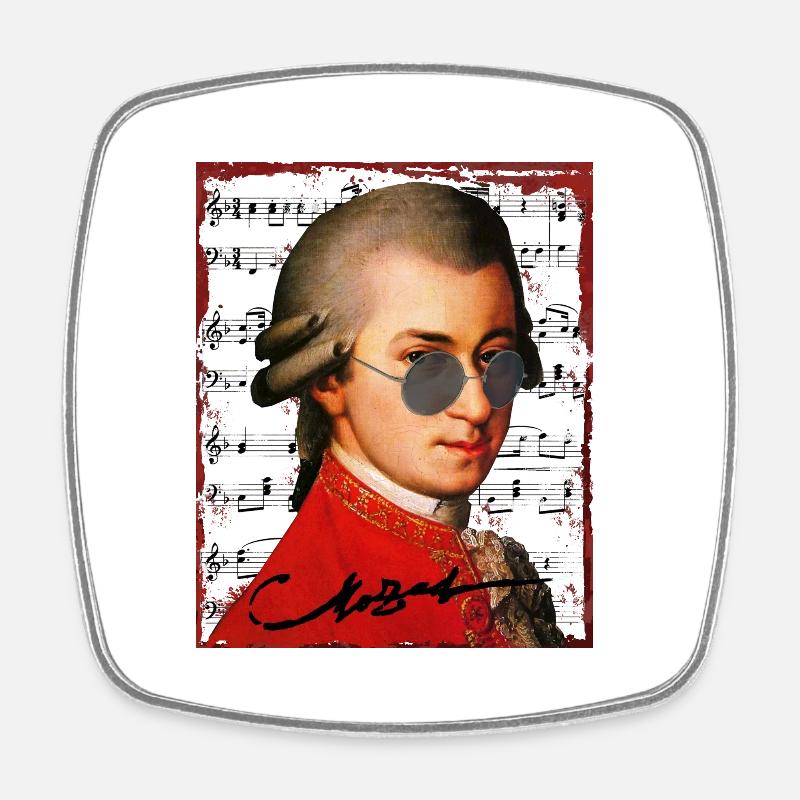Wolfgang Amadeus Mozart - Square fridge magnet - white