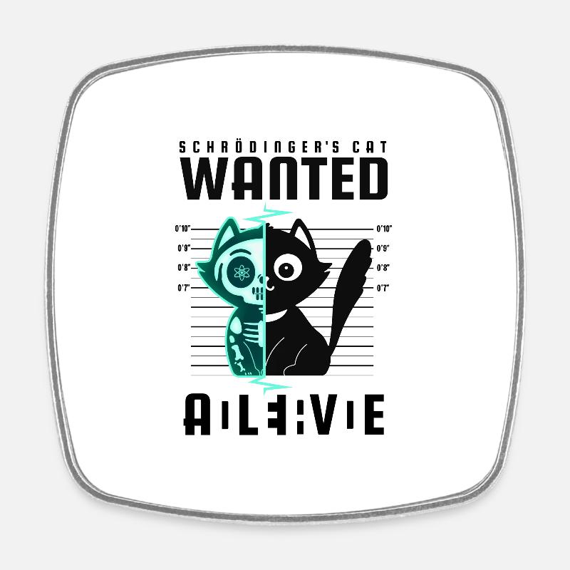 SCHRÖDINGER'S CAT DEAD ALIVE PHYSICIST GIFT - Square fridge magnet - white