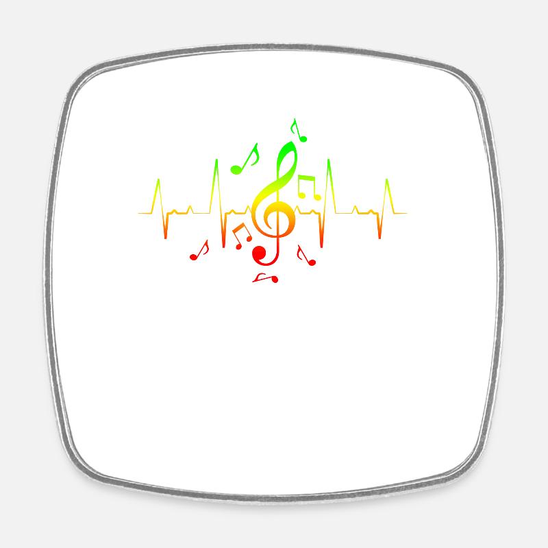 Reggae Music Note Hearbeat - Magnet carré - blanc