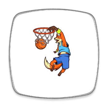 Comic Fuchs plays basketball - Square fridge magnet - white - Front