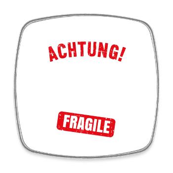 Achtung Ich bin jetzt 70 Fragile 70. Geburtstag - Viereckiger Kühlschrankmagnet - Weiß - Vorne