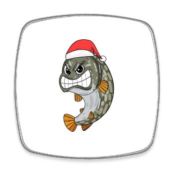Noël du poisson brochet - Magnet carré - blanc - Devant