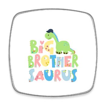 Promoted to big brother Saurus Dinosaur - Square fridge magnet - white - Front
