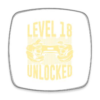 Level 18 unlocked 18 years birthday boy - Square fridge magnet - white - Front