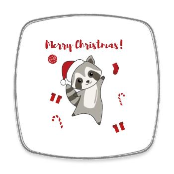 Raccoon Christmas Snow Winter Raccoons - Square fridge magnet - white - Front