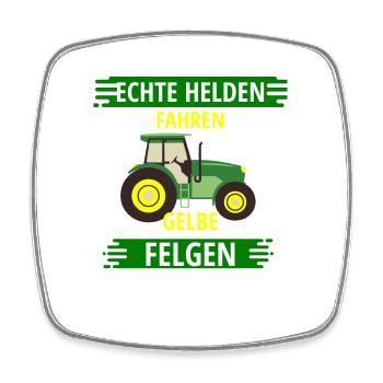 Landwirt Echte Helden fahren gelbe Felgen - Viereckiger Kühlschrankmagnet - Weiß - Vorne