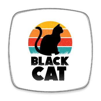 Black Cat - Magnet carré - blanc - Devant