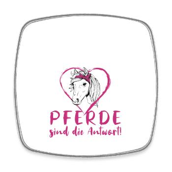 Pferde Reiterin Lustiger Spruch - Viereckiger Kühlschrankmagnet - Weiß - Vorne