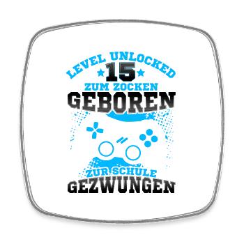 Level 15 Unlocked Geburtstag für Gamer - Viereckiger Kühlschrankmagnet - Weiß - Vorne