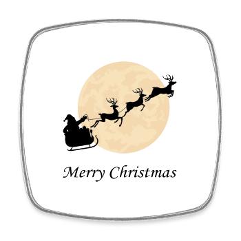 Reindeer sleigh, Christmas, Reindeer - Square fridge magnet - white - Front