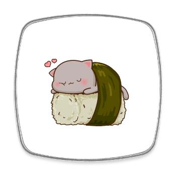 Mignon Sushi Chat Japonais Drôle Kawaii Kitty Amant - Magnet carré - blanc - Devant