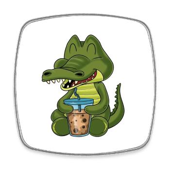 Bubble Tea Kawaii Crocodile I Boba Tea Otaku - Viereckiger Kühlschrankmagnet - Weiß - Vorne