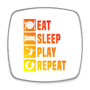 Handball Kinder Eat Sleep Handball Repeat - Viereckiger Kühlschrankmagnet - Weiß - Vorne