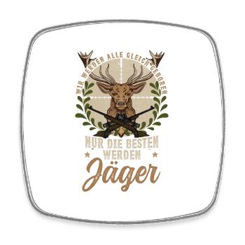 Jäger jagen Wald die besten werden Jäger - Viereckiger Kühlschrankmagnet - Weiß - Vorne