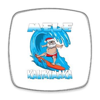 Mele Kalikimaka Christmas in Hawaii Santa Claus - Square fridge magnet - white - Front